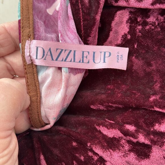 Dazzle Up Velvet Floral Pullover Top 3X Burgundy Pink Hi-Lo Flowy Gypsy Boho - Picture 8 of 12
